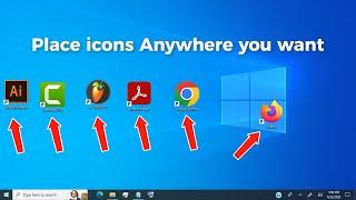 How to Place Desktop icons shortcut anywhere on desktop screen windows laptop and pc