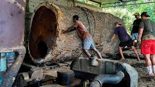 Unimaginable loss when sawing trembesi wood with a hole in the middle of the wood I sawmill