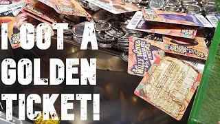 I Got a Golden Ticket! - Willy Wonka Coin Pusher at Round One