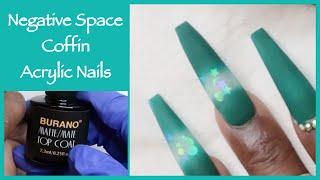 DIY  How To Do Negative Space Nails |Coffin Acrylic Nails #101 #101