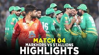 Full Highlights | Markhors vs Stallions | Match 4 | Bahria Town Champions Cup 2024 | M9A1K