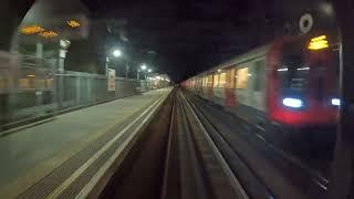 London Underground. Uxbridge to Earls Court at night. Piccadilly Line. Drivers POV with commentary