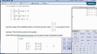 Using the inverse of a matrix to solve a system of linear equations.mov