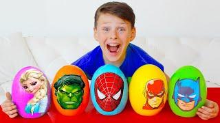 Ali opens Eggs Surprise Superheroes Kids Songs and Stories