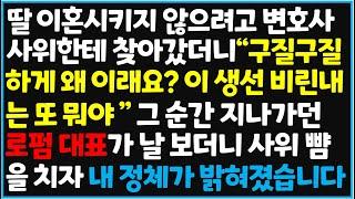 (신청사연) 딸 이혼시키지 않으려고 변호사 사위한테 찾아갔더니 "구질구질하게 왜 이래요? 이 생선 비린내는 또 뭐야" 그 순간  [사이다사연][감동사연][라디오 드라마][오디오북]