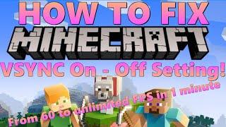 Minecraft - How to fix V-Sync Problem - Turn on off V-Sync settings step by step in 2 Minutes