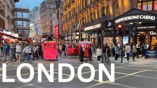 London Walk  Oxford Street, Regent St, Piccadilly Circus,  Leister Square 4K HDR Walking Tour