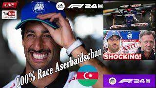 Daniel Ricciardo 100% Race Aserbaidschan F1 24 (2K-60fps)|Livestream️