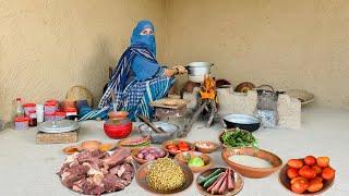 Daal gosht recipe, daal gosht banane ka tareeqa, how to make daal gosht with rice  salad  village