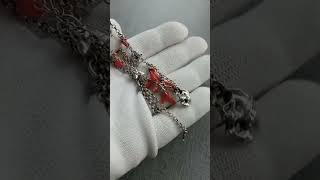 маленькое колье из серебра с веточками коралла и подвесками моей работы #wirewrap