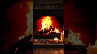 Cozy Up On A Fall Night Fireplace Ambience  #asmr #ambience #cozy  #cracklingfire #fallambience