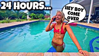 LIVING IN MY POOL FOR 24 HOURS! *OVERNIGHT*