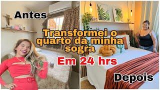 Transformei o quarto da minha sogra em 1 dia  ficou incrível, fácil e rápido gastando pouco - vlog