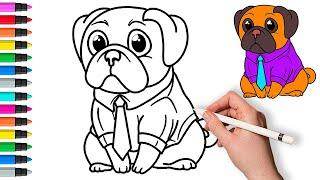 How to draw a dog. Painting and Coloring for Kids & Toddlers