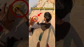 I stole his banana #parkour #pov #spiderman #varanasi #challenge