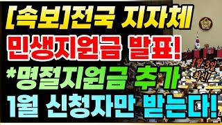 [속보] 1월 3일 최신! 전국 지자체 민생지원금 추가 발표! 명절지원금 추가! 1월 신청자만 지원금 받는다! #민생지원금 #정부지원금