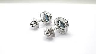 Cheshire Jewels 9ct White Gold London Blue Topaz Diamond Earrings Cushion Shaped