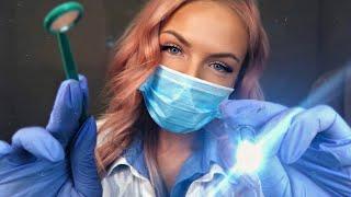 ASMR DENTIST EXAM & TEETH CLEANING ROLEPLAY | Latex Gloves, Inaudible Whispers, Scratching