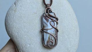 Round Wire Rectangular Cabochon Wire Wrapped Pendant Tutorial