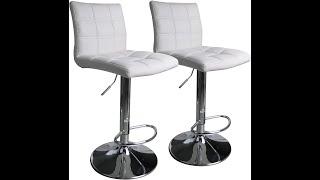 Modern Square PU Leather Adjustable Bar Stools with Back