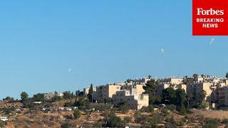 Missiles Fired By Iran Fly Across The Sky Over Bethlehem After The US Strikes Nuclear Sites In Iran