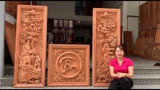 tranh cha mẹ + chữ tâm siêu to  - Báo giá tranh gỗ treo tường đồng quê tứ quý đẹp