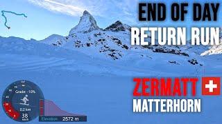 [4K] Skiing Zermatt, End of Day - Returning via Weisse Perle (Red), Wallis Switzerland, GoPro HERO11