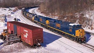 Winter Trains! Full Length Freight Trains in Snow & Cold Scenes