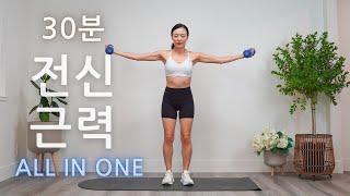 올인원 - 전신 근력 덤벨 운동 30 분 홈트 루틴 / 30 Min Full Body Dumbbell Workout