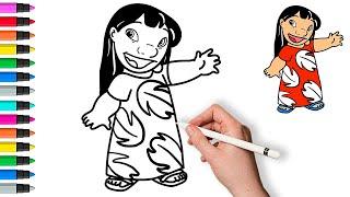 How To Draw Lilo (Lilo And Stitch) | Painting and Coloring for Kids & Toddlers