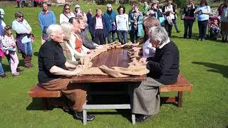 Wool Waulking Display at the inaugural Outlander Day at Highland Folk Museum