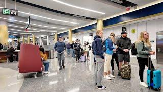 Logan Airport Boston - Walk thru Terminal B,C,E   Relaxing Guitar    4K