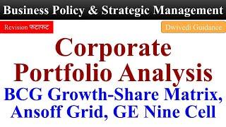 Corporate Portfolio Analysis, Business Policy and Strategic Management, GE Nine Cell, BCG Matrix