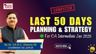 Last 50 Days Planning & Strategy For CA Inter Jan 2025 #icai #vsijaipur By Dr. CA R C Sharma Sir