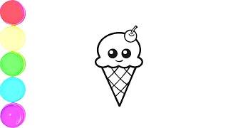 Ice cream Drawing, Painting & Coloring For Kids and Toddlers_ Child Art #icecreamdrawing