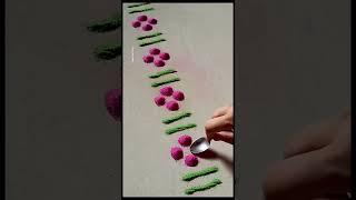 Border rangoli design | simple border rangoli | easy border rangoli | muggulu | rangoli design