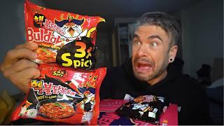 THE 3X SPICY NUCLEAR FIRE NOODLES CHALLENGE (BULDAK 3x SPICY RAMEN NOODLES) Joel Hansen