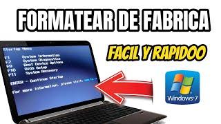 Como FORMATEAR DE FABRICA una PC Windows 7 - Facil y Rapidoo