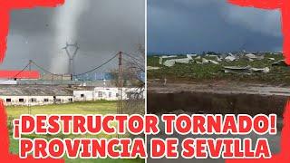 ESPECTACULAR TORNADO ARRASA A SU PASO POR ALCALÁ DEL RÍO EN SEVILLA