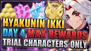 Hyakunin Ikki Day 4 Guide (TRIAL CHARACTERS ONLY FULL REWARDS) Genshin Impact Patch 2.5 Extreme x4