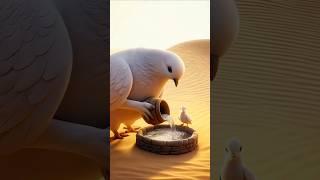 A cute pigeon and his baby build a pond in the desert...#PondTear#GoneInOneBite