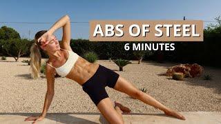 6 MIN. ABS OF STEEL WORKOUT - Hard (core) Abs / No Equipment | Mary Braun