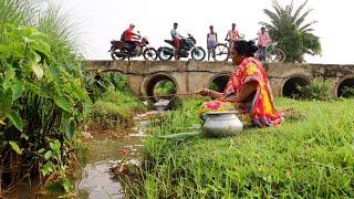 Fishing video | Best Hook Fishing | lady caught fish in the village canal  | India Fishing 09 