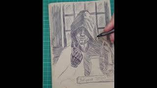 Lord of the Rings fan art ballpoint pen sketch on sketchbook cover time lapse short