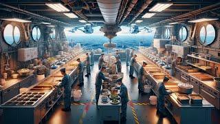 INSIDE SEA GALLEY: USS Enterprise Aircraft Carrier Makes 17,300 MEALS A DAY