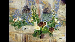 "Beautiful calla flowers and lilies, painted by Claude Monet and Ivan Bilibin"