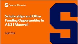 Scholarships and Other Funding Opportunities at A&S | Maxwell