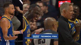 Steve Kerr has to calm down Draymond Green after getting his first tech of season