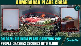 Ahmedabad Plane Crash Shocking VIDEO: Moment Air India Flight With 242 People Crashes Near Ahmedabad