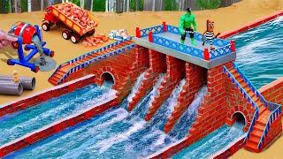 DIY Science Project Mini Bridge - Making Mini 6 Compartment Dam With Bricks To Prevent Flooding